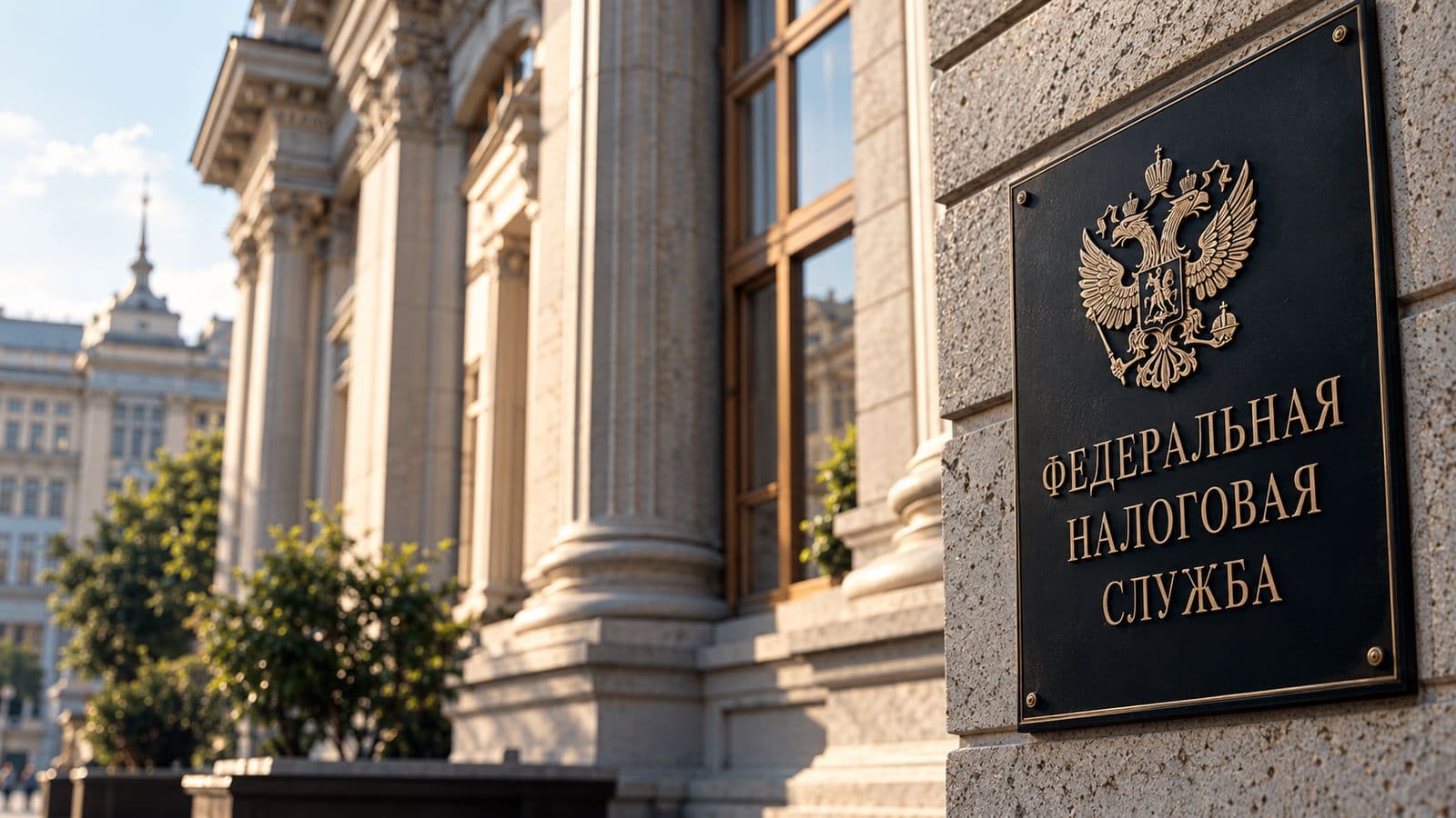 Тёмная табличка с гербом на каменной стене здания